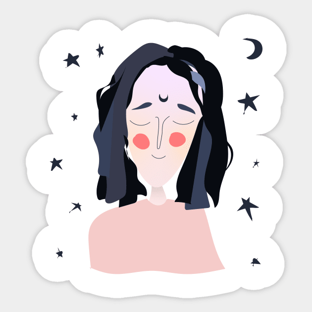 night girl Sticker by mariletsart